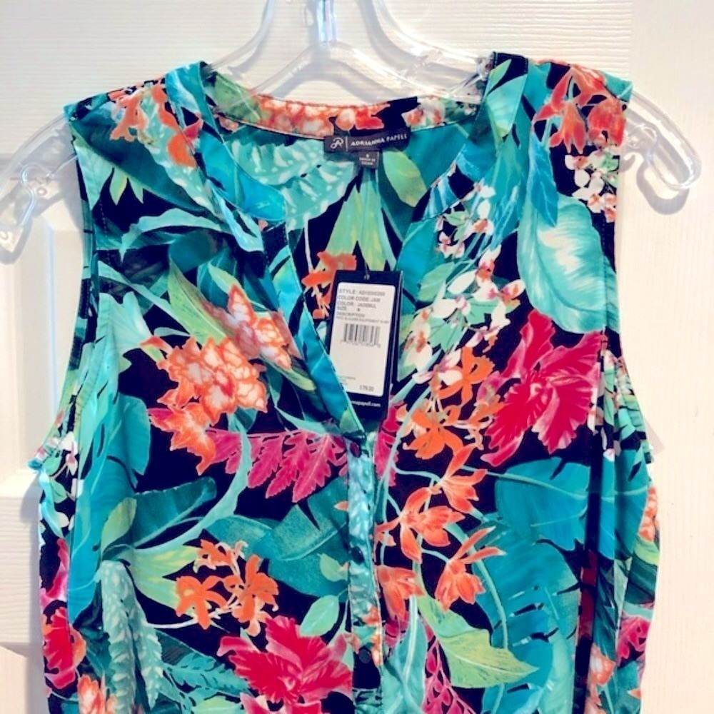 Adrianna Papell Print Sleeveless Top Blouse NWT S - Picture 3 of 7